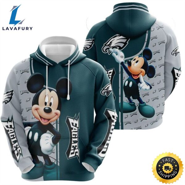 Mickey Mouse Paints Philadelphia Eagles Football 3d Hoodie All Over Printed