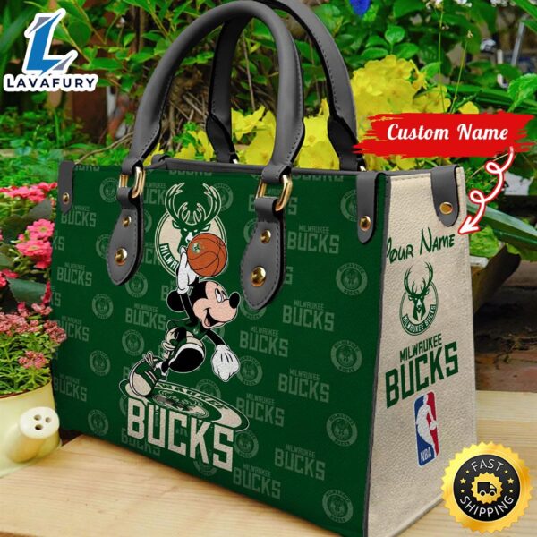Milwaukee Bucks NBA Mickey Women Leather Hand Bag