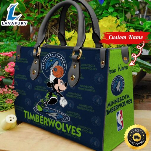 Minnesota Timberwolves NBA Mickey Women Leather Hand Bag