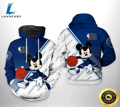 Minnesota Timberwolves Nba Mickey 3d Printed Hoodie