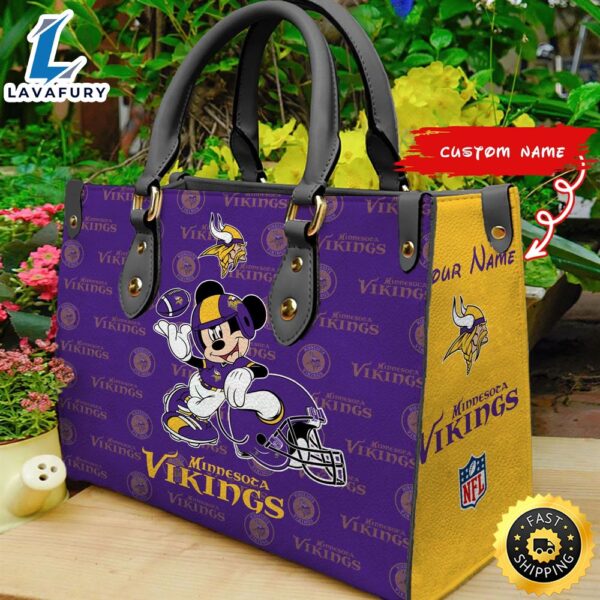 Minnesota Vikings Mickey Women Leather Hand Bag