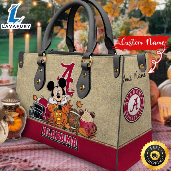 NCAA Alabama Crimson Tide Mickey Autumn Women Leather Hand Bag