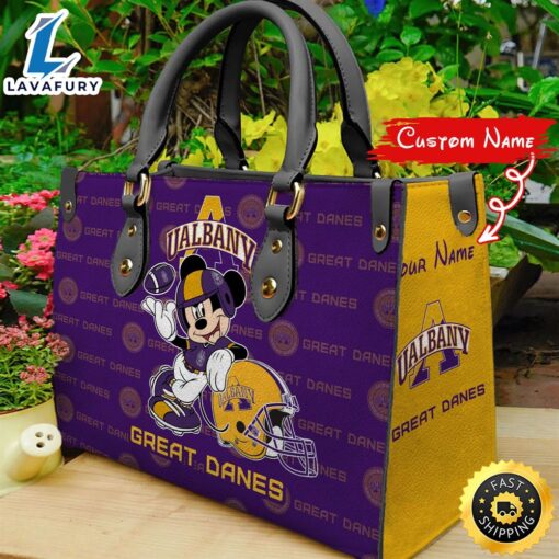 NCAA Albany Great Danes Mickey Women Leather Hand Bag