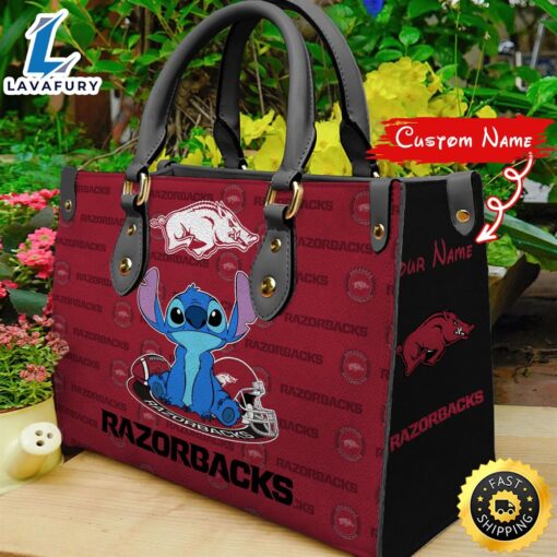 NCAA Arkansas Razorbacks Stitch Women Leather Hand Bag