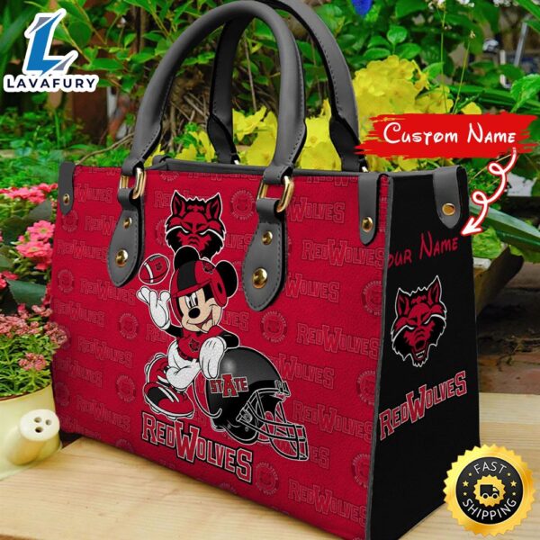 NCAA Arkansas State Red Wolves Mickey Women Leather Hand Bag