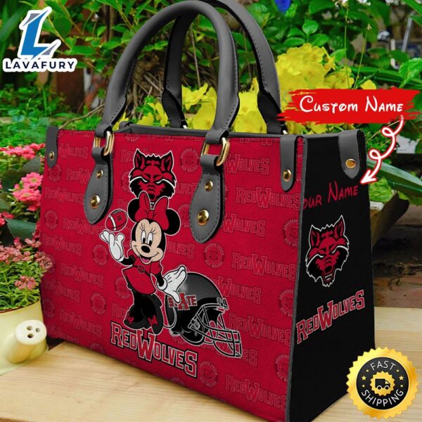 NCAA Arkansas State Red Wolves Minnie Women Leather Hand Bag
