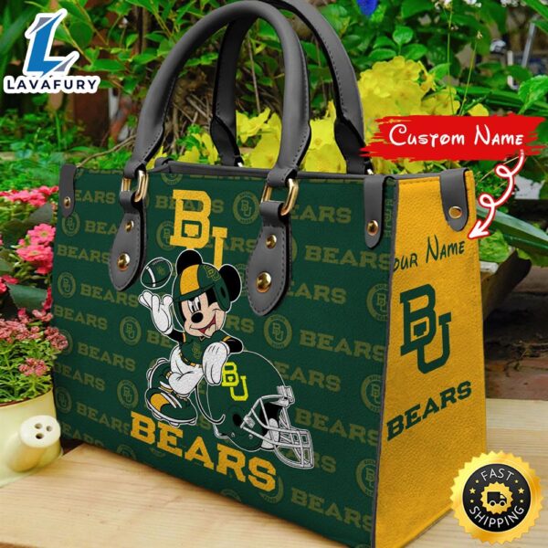 NCAA Baylor Bears Mickey Women Leather Hand Bag