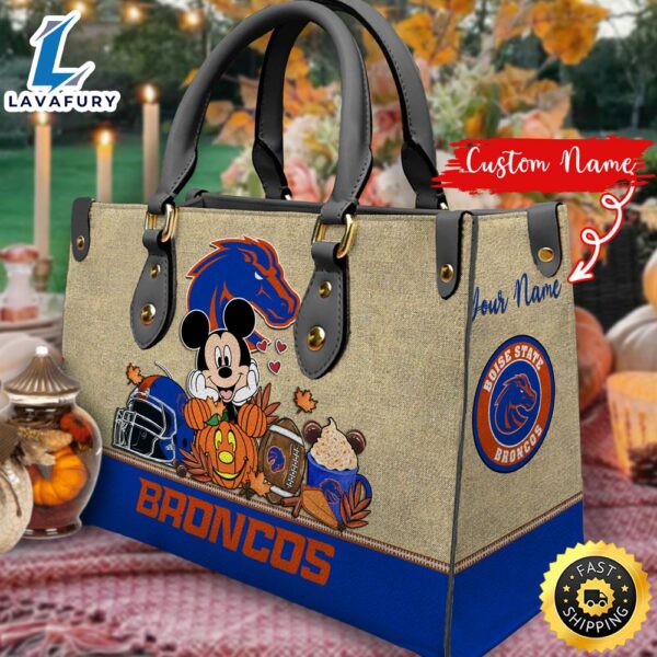 NCAA Boise State Broncos Mickey Autumn Women Leather Hand Bag