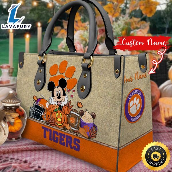 NCAA Clemson Tigers Mickey Autumn Women Leather Hand Bag