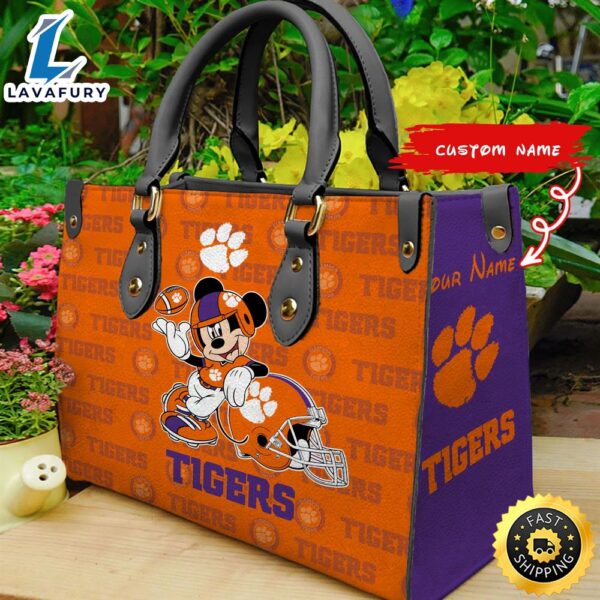 NCAA Clemson Tigers Mickey Women Leather Hand Bag