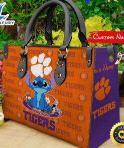 NCAA Clemson Tigers Stitch Women Leather Hand Bag