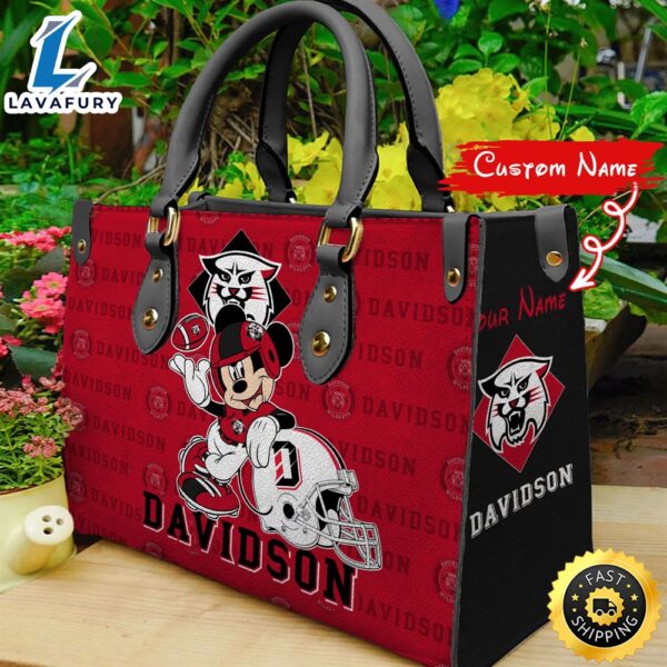 NCAA Davidson Wildcats Mickey Women Leather Hand Bag