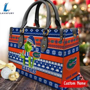 NCAA Florida Gators Grinch Christmas Women Leather Hand Bag