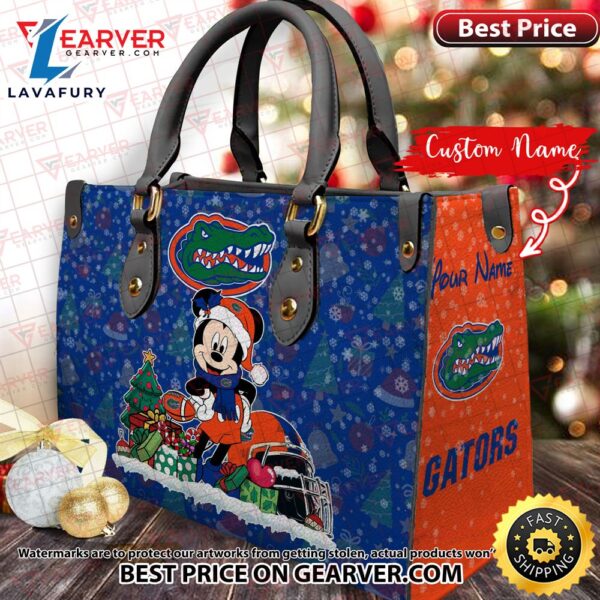 NCAA Florida Gators Mickey Christmas Women Leather Hand Bag