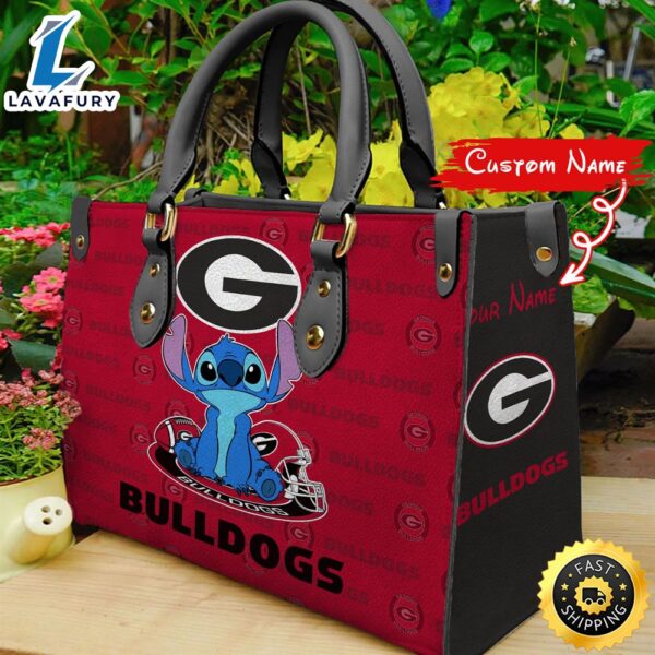 NCAA Georgia Bulldog Stitch Women Leather Hand Bag