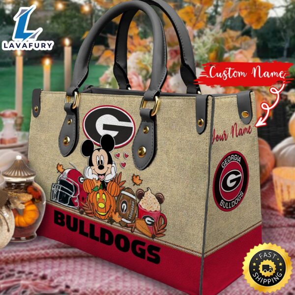 NCAA Georgia Bulldogs Mickey Autumn Women Leather Hand Bag