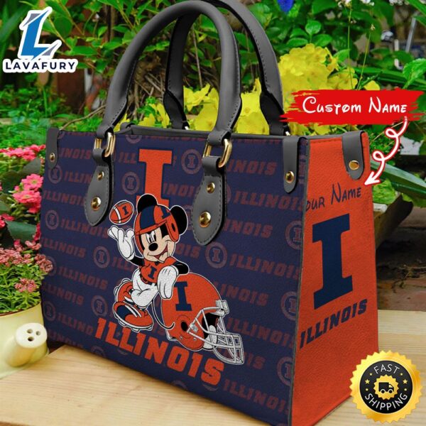NCAA Illinois Fighting Illini Mickey Women Leather Hand Bag