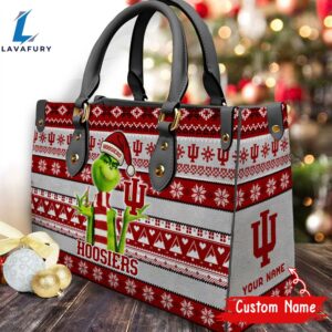 NCAA Indiana Hoosiers Grinch Christmas Women Leather Hand Bag
