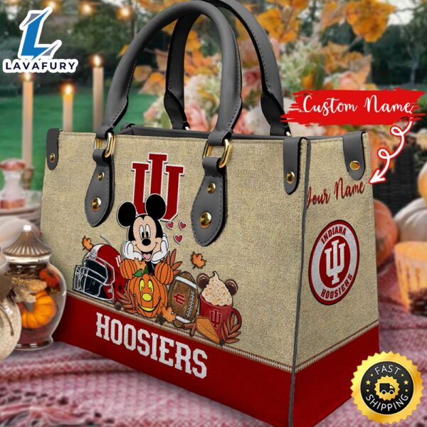 NCAA Indiana Hoosiers Mickey Autumn Women Leather Hand Bag