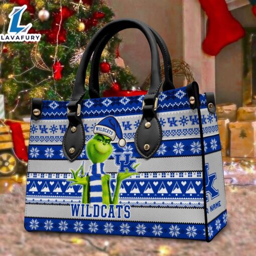 NCAA Kentucky Wildcats Grinch Christmas Women Leather Hand Bag