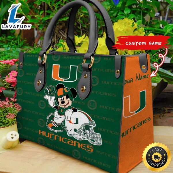 NCAA Miami Hurricanes Mickey Women Leather Hand Bag