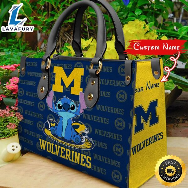 NCAA Michigan Wolverines Stitch Women Leather Hand Bag