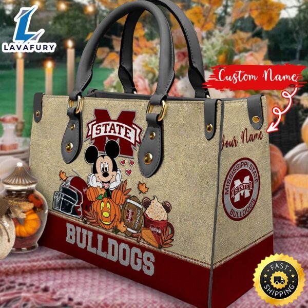 NCAA Mississippi State Bulldogs Mickey Autumn Women Leather Hand Bag