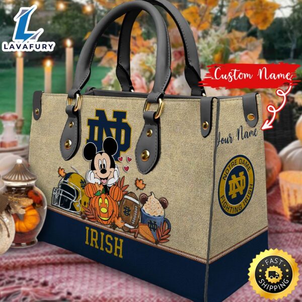 NCAA Notre Dame Fighting Irish Mickey Autumn Women Leather Hand Bag