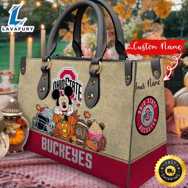 NCAA Ohio State Buckeyes Mickey Autumn Women Leather Hand Bag