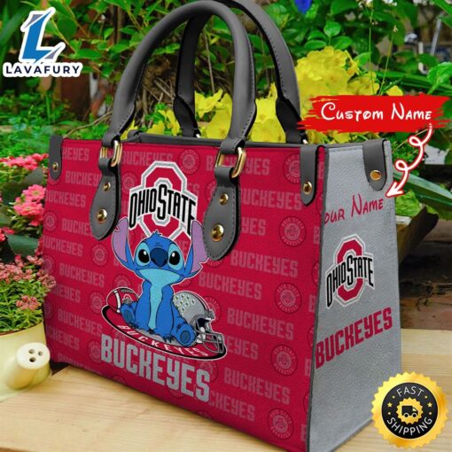 NCAA Ohio State Buckeyes Stitch Women Leather Hand Bag