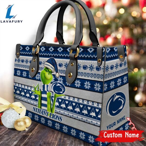 NCAA Penn State Nittany Lions Grinch Christmas Women Leather Hand Bag