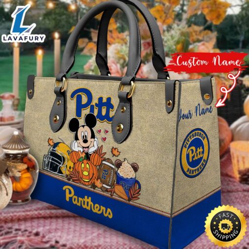 NCAA Pittsburgh Panthers Mickey Autumn Women Leather Hand Bag