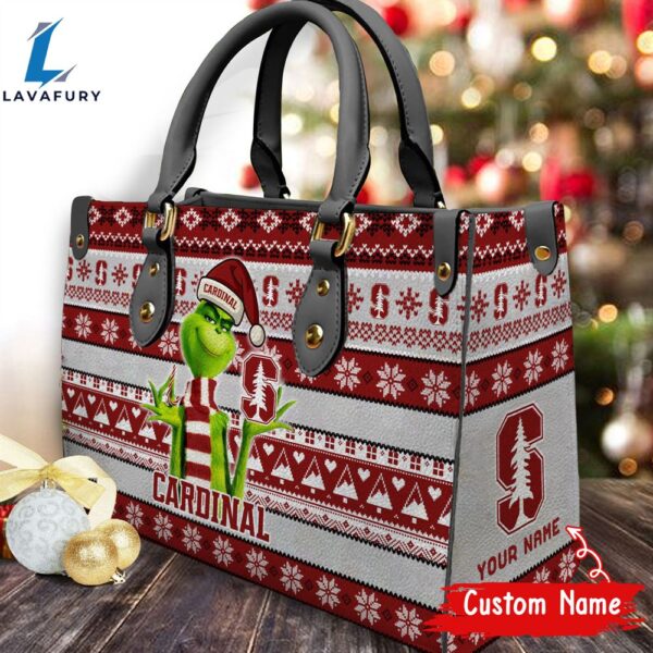 NCAA Stanford Cardinal Grinch Christmas Women Leather Hand Bag