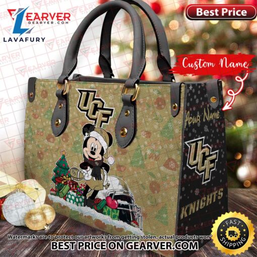 NCAA UCF Knights Mickey Christmas Women Leather Hand Bag