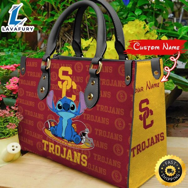 NCAA USC Trojans Stitch Women Leather Hand Bag