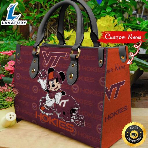 NCAA Virginia Tech Hokie Mickey Women Leather Hand Bag