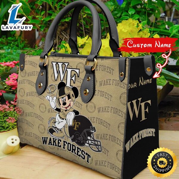 NCAA Wake Forest Demon Deacons Mickey Women Leather Hand Bag