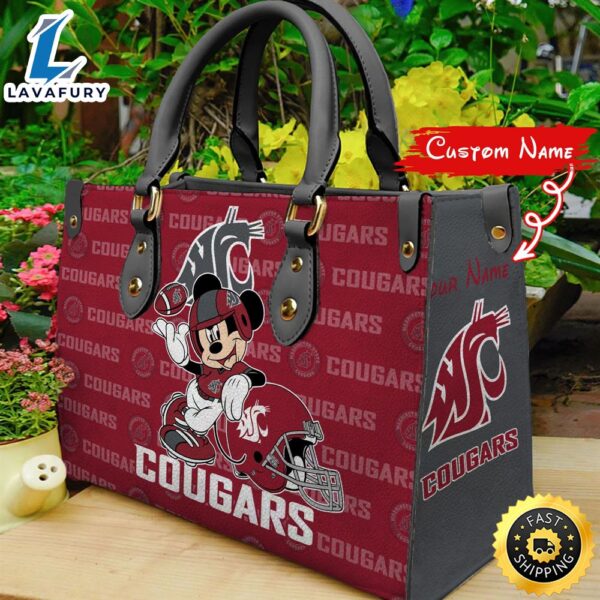NCAA Washington State Cougars Mickey Women Leather Hand Bag