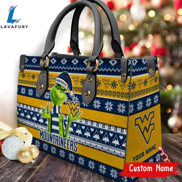 NCAA West Virginia Mountaineers Grinch Christmas Women Leather Hand Bag