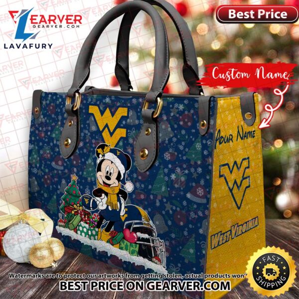 NCAA West Virginia Mountaineers Mickey Christmas Women Leather Hand Bag