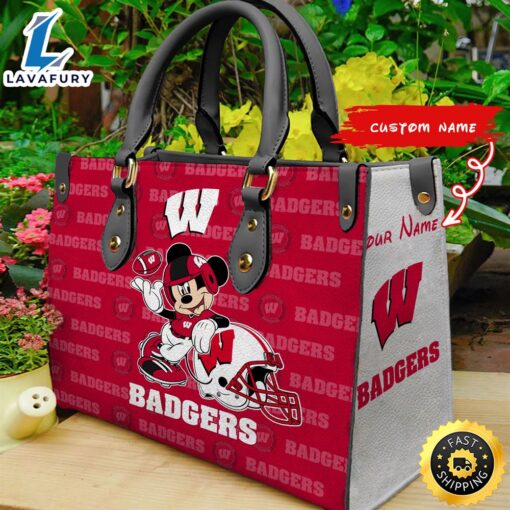 NCAA Wisconsin Badgers Mickey Women Leather Hand Bag