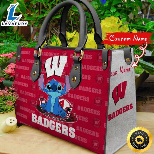 NCAA Wisconsin Badgers Stitch Women Leather Hand Bag