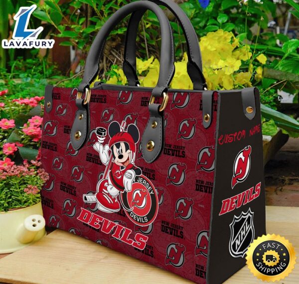 New Jersey Devils NHL Mickey Women Leather Hand Bag