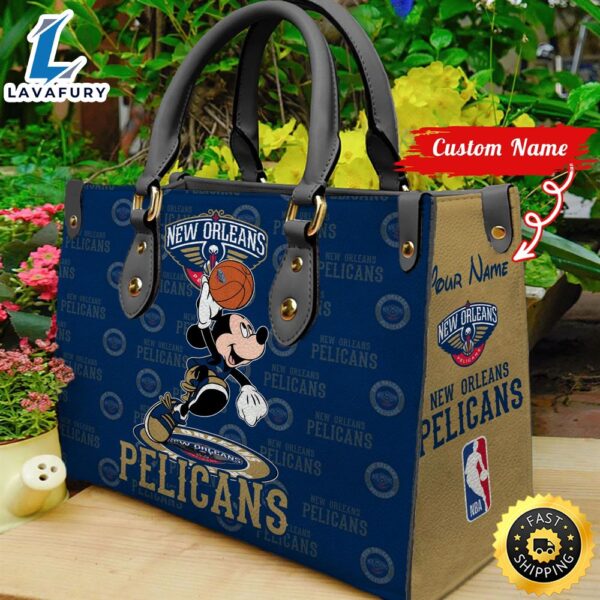 New Orleans Pelicans NBA Mickey Women Leather Hand Bag