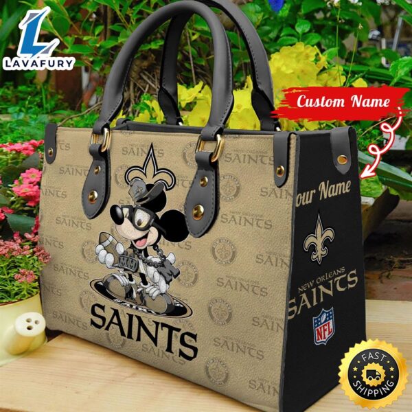 New Orleans Saints Mickey Retro Women Leather Hand Bag