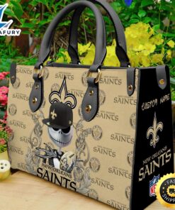New Orleans Saints NFL Jack Skellington Women Leather Hand Bag