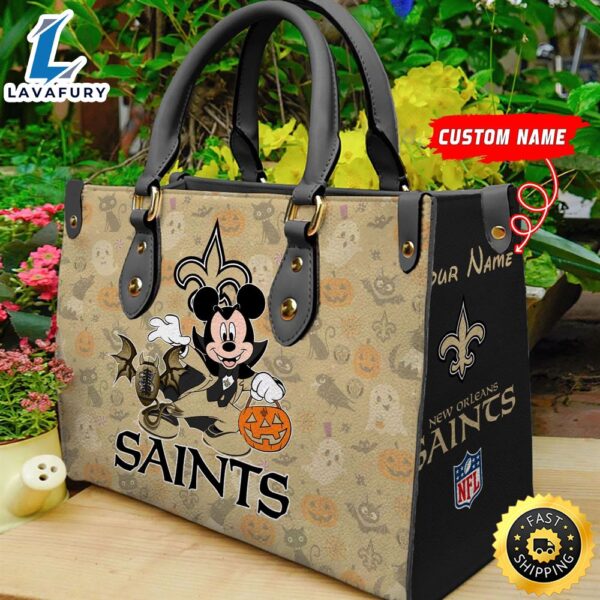 New Orleans Saints NFL Mickey Halloween Women Leather Hand Bag