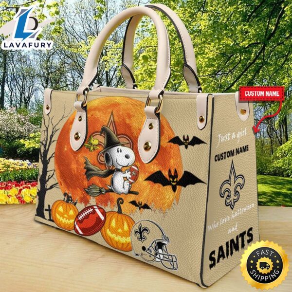 New Orleans Saints NFL Snoopy Halloween Women Leather Hand Bag
