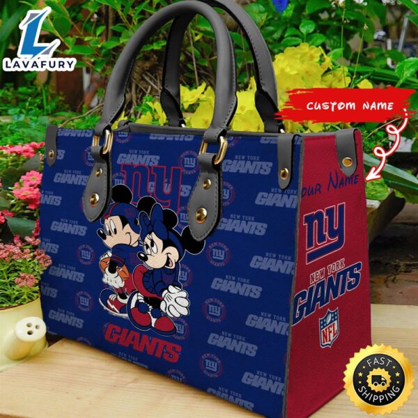 New York Giants Mickey And Minnie Women Leather Hand Bag