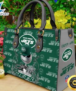 New York Jets NFL Jack Skellington Women Leather Hand Bag